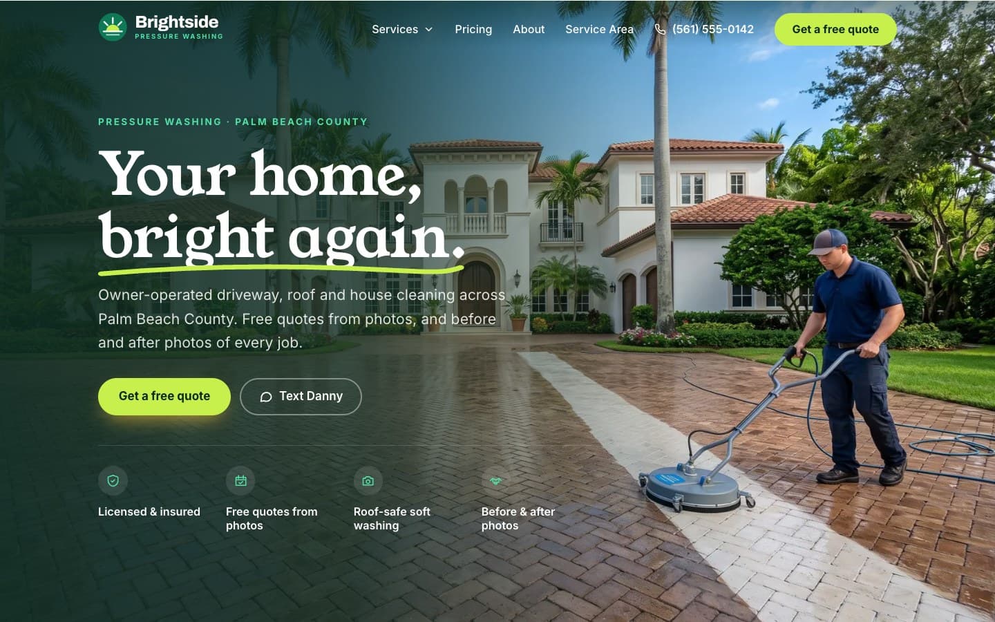 Brightside Pressure Washing website