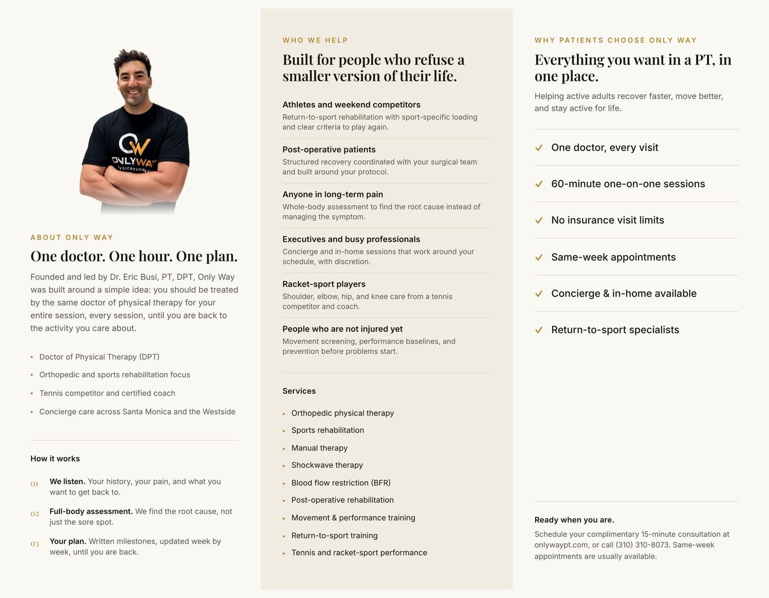 Only Way PT trifold brochure, inside spread