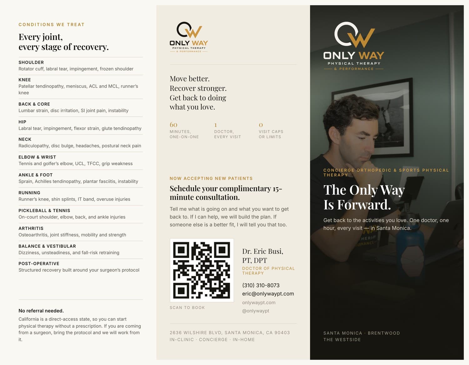 Only Way PT trifold brochure, outside