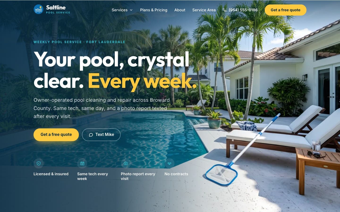 Saltline Pool Service website